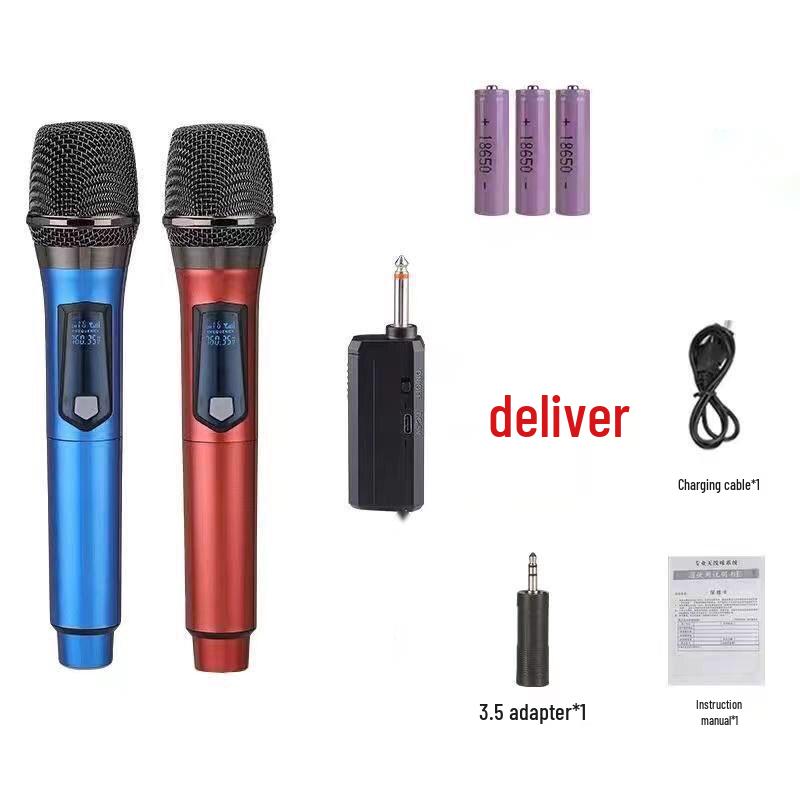 Universal Wireless Rechargeable Handheld Microphone with Speaker for Outdoor and Home Live Broadcast and Singing