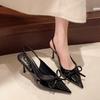 Evening Wind Beautiful Bow High Heels Women's 2025 Summer New Pointed Thin Heel Light Mouth Fairy Wind Bag Head Sandals