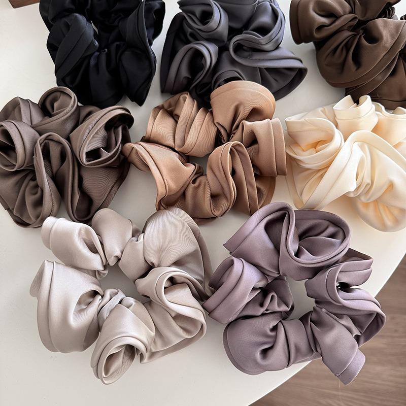 French Design With Wooden Earrings And Hair Loops, High-end Satin Finish, Women's Minimalist Temperament, New Hair Rope