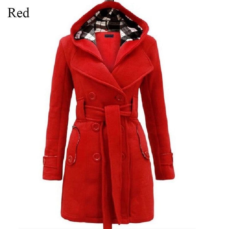 Warme Damen-Fleece-Kapuzenjacke mit Gürtelmantel