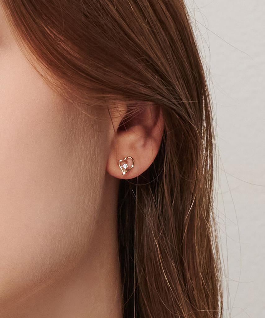 Loveenb [14K Gold] Melting Heart Earrings