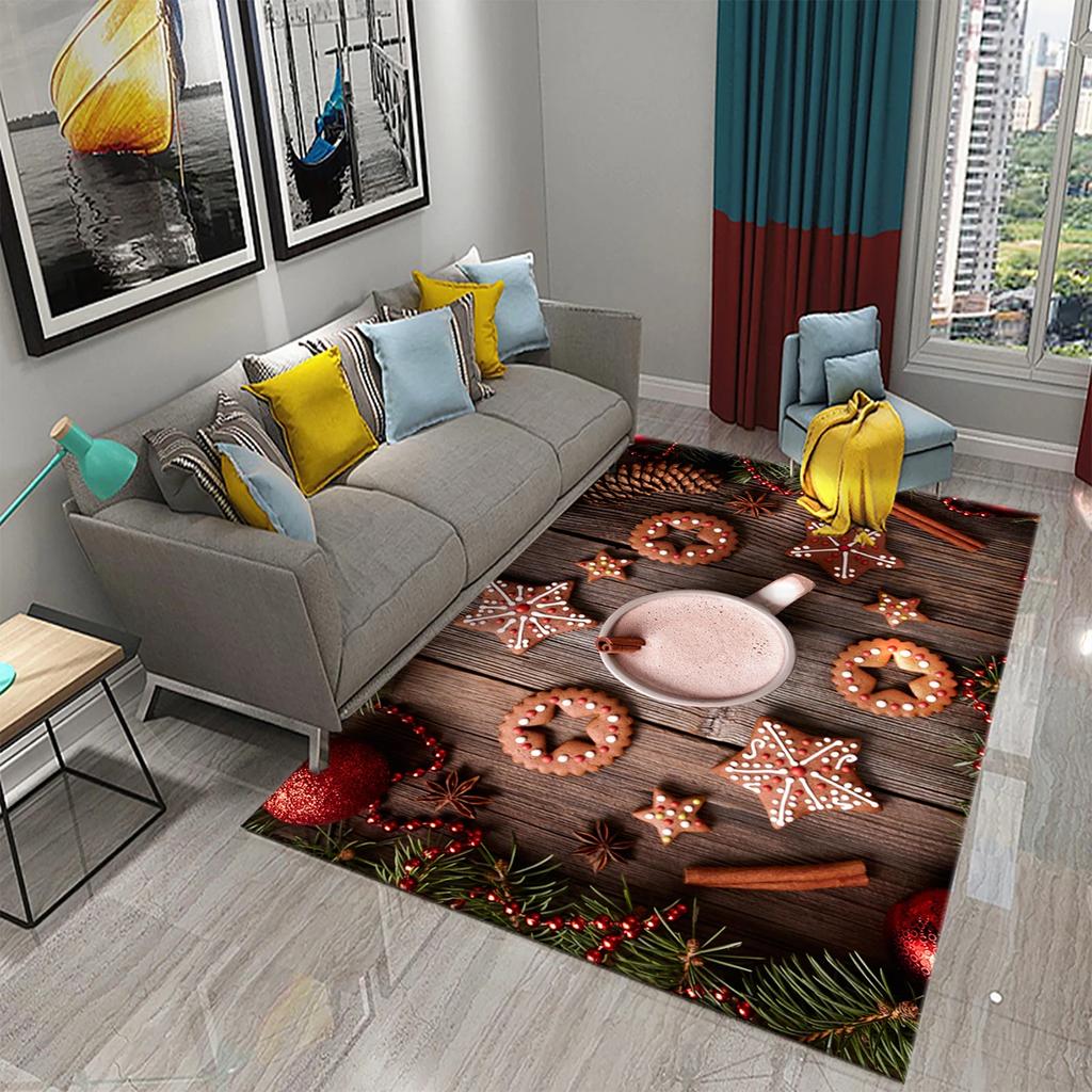 Christmas Cookies Carpet Gingerbread Man Rug Dessert Printed Rectangle Area Rugs Yoga Mats Bedroom Living Room Decor Door Mat