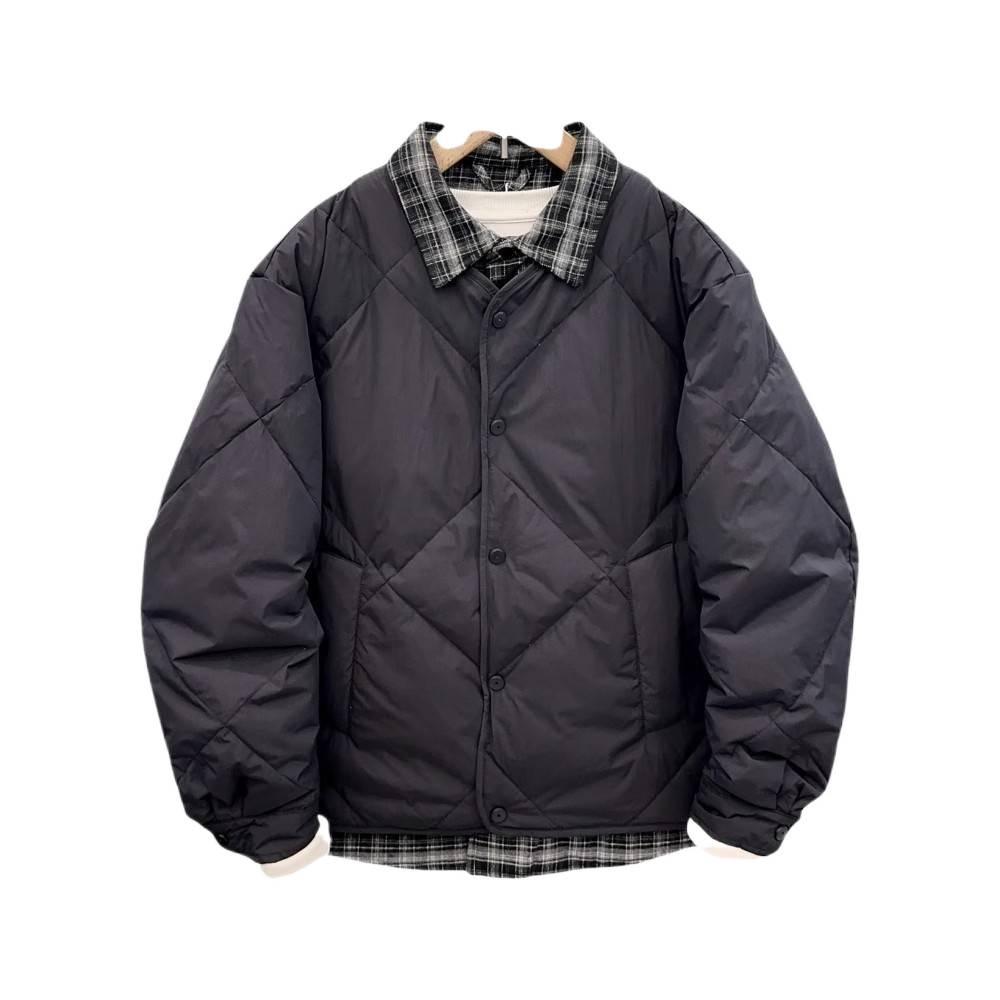 Herren Patchwork Leichte Daunenjacke 2025 - Faux Zweiteiler Revers Design, Warm und Stilvoll.