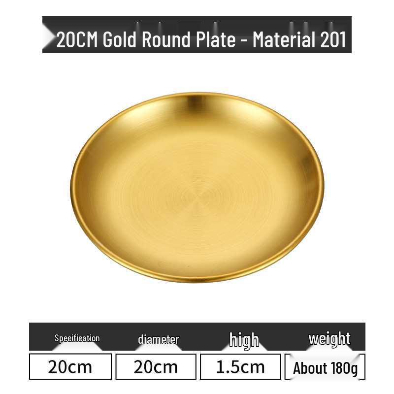 Gold Round 304 Stainless Steel Korean BBQ and Cake Tray