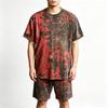 Summer Y2K Vintage Fun Rust Cracks Graphic Printed Round Neck Short Sleeved Kids T-Shirt And Shorts Set Boy's and Girl's T-shirt Shorts Set