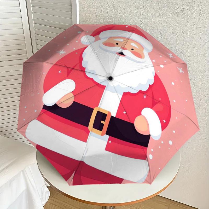 

1pc Christmas Santa Claus Winter Holiday Umbrella with Plastic Handle,Suitable for All Seasons Home Travel Outdoor UmbrellaDD799