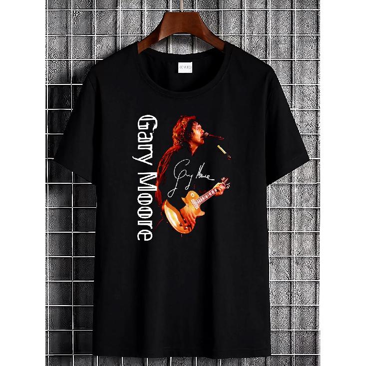 Gary Moore Guitar Vintage Music T-Shirt - Soft Breathable Tee with Iconic Performance Print, Round Neck Casual Shirt for Men & Unisex (All Sizes) - S