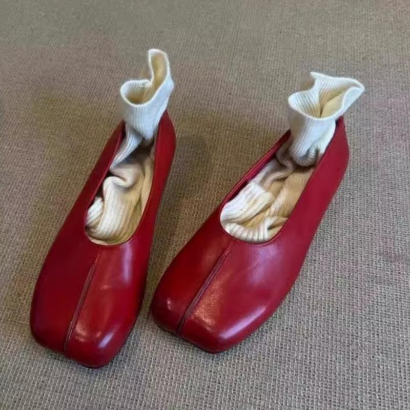 

Модная обувь на мягкой подошве, одинарная, летняя новинка, квадратный носок, мелкий вырез, облегающая стопу, противоскользящая, износостойкая, плоская, с низким верхом 40