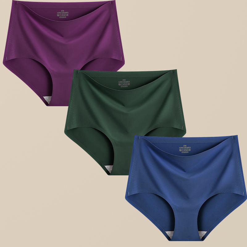 FINETOO 3Pcs Women's Panties Seamless Underwear Invisibles Briefs High Waist Full Coverage Breathable Moisture Wicking Underpant