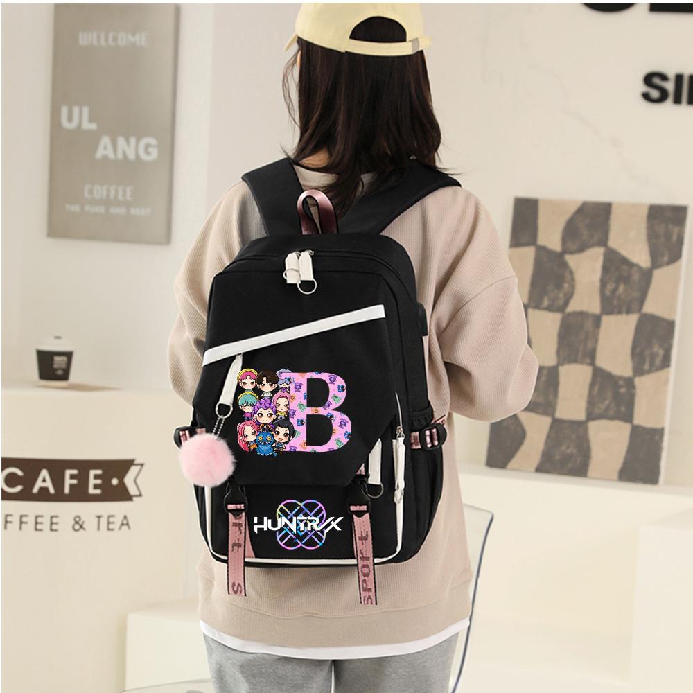 26 Engelsk Bokstav K-pop Demon Hunters Tryckt Ryggsäck med Stor Kapacitet för Tonåring Student Flicka Pojke Skolväska Bokväska Kvinnor Vattentät Resväska Gåva