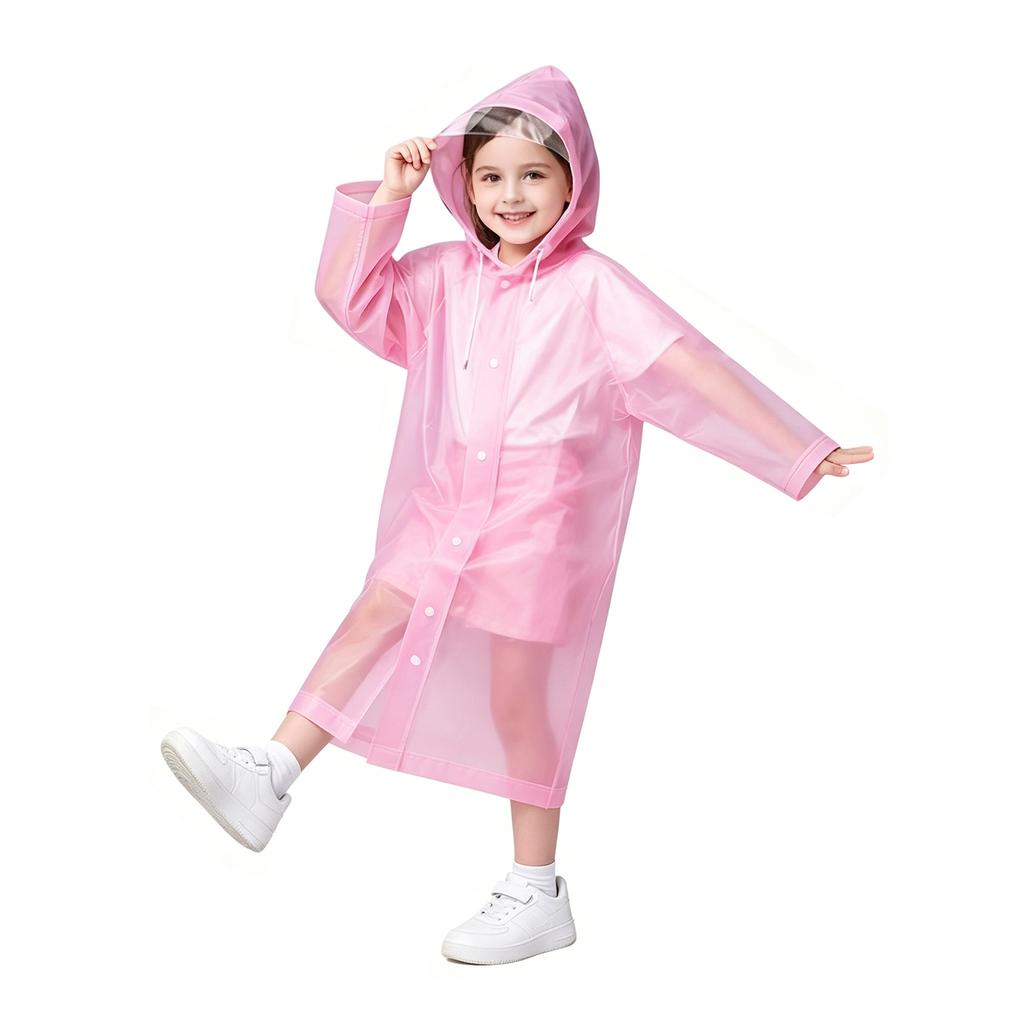 Kinder Einweg Langer Regenmantel Outdoor Reise Wandern Wasserdichter Kapuzen-Poncho Leichte Langlebige Regenkleidung für Kinder