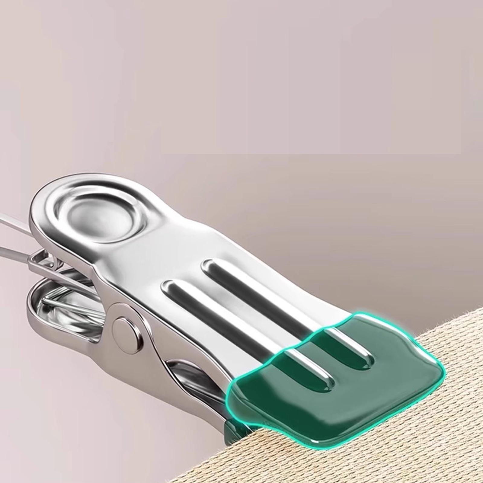 Stainless Steel Clothes Pins Windproof Sock Clips Multifunctional Laundry Hanging Clips one size зелёный