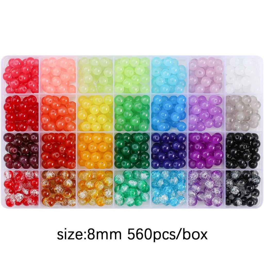 8mm Glas Gelee Kristall Runde Perlen Materialpaket Handgemachtes DIY Armband Zubehör Set Perlen Set