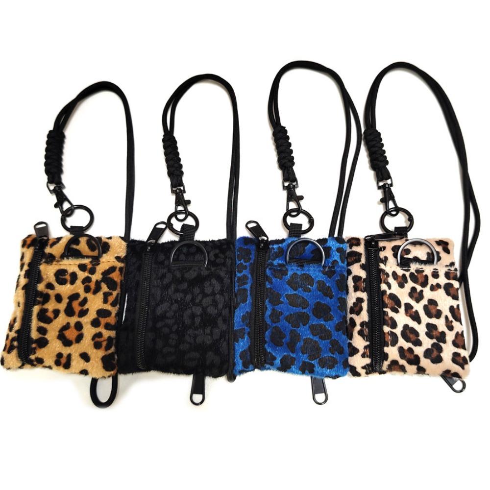 

Casual Leopard Print Mini Wallet Square Small Card Holder Portable Hanging Neck Coin Purse Sport бежевий