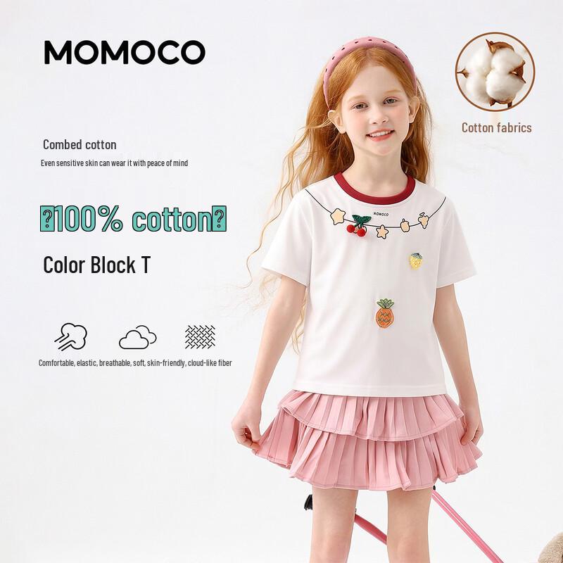 MOMOCO Girls  2026 Summer Original Illustration T-shirt 120