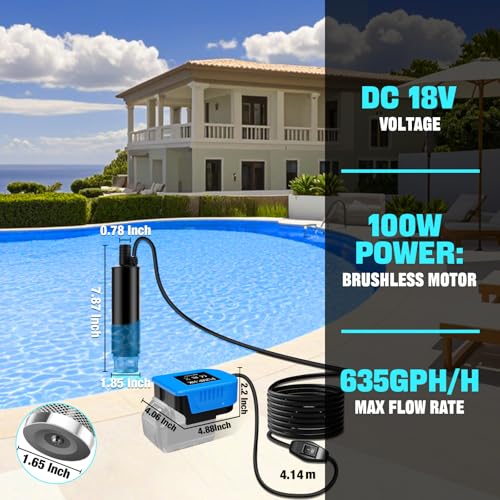 DEWDYS Cordless Oil/Water Pump, Compatible with Hikoki (Hitachi) 18V-36V Battery, 120W Cordless Rain Barrel Water Transfer Pump, Electric Utility Pump