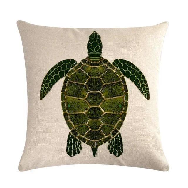 Ocean Breeze Turtle Pattern Double-sided Printed Pillow Cover Short Plush Suitable Living Rooms Bedrooms Throw Cushion Cover
