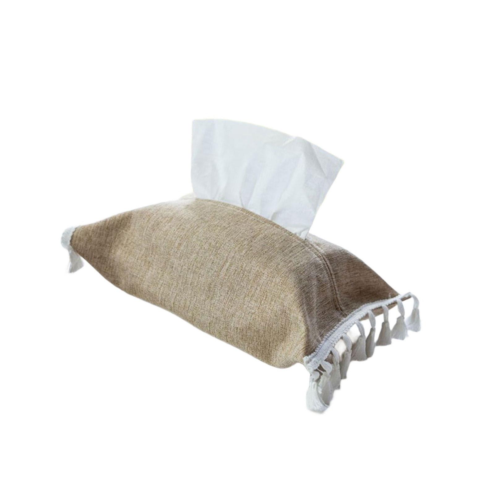 

Элегантный прочный тканевый чехол для коробки с салфетками, портативный для украшения дома и офиса, из мягких хлопково-льняных материалов кофейный