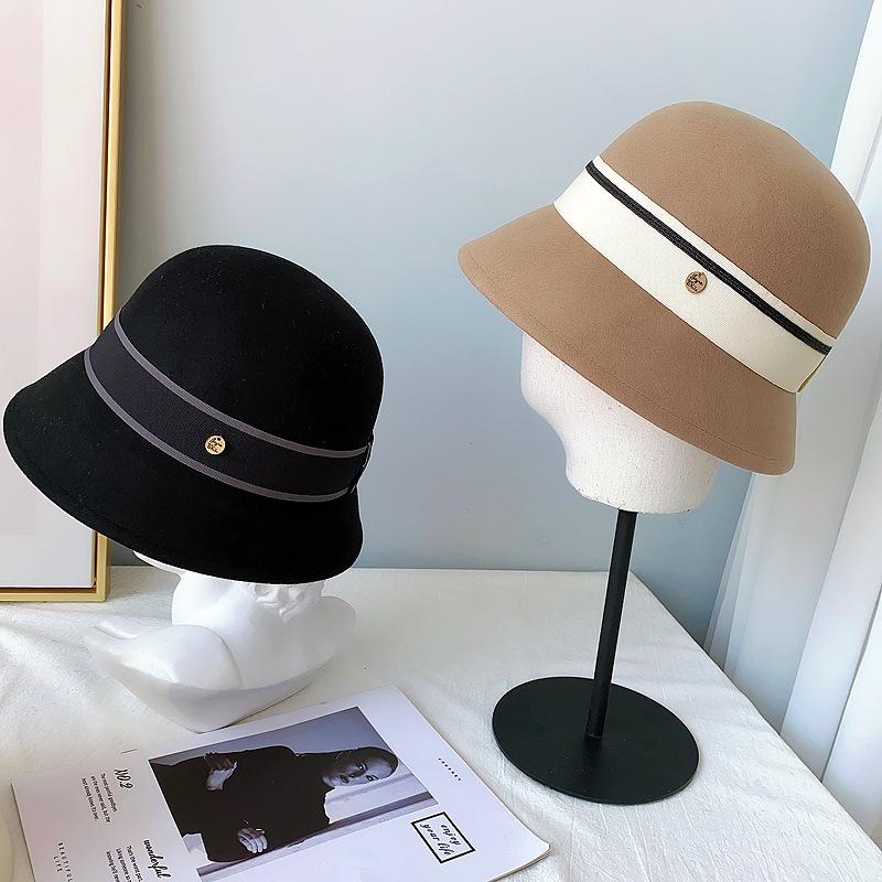 Nový dámský klobouk bucket zimní vlněný vintage elegantní dámský fedora plstěný klobouk módní francouzský buřinkový sombrero vlněný klobouk pokrývka hlavy