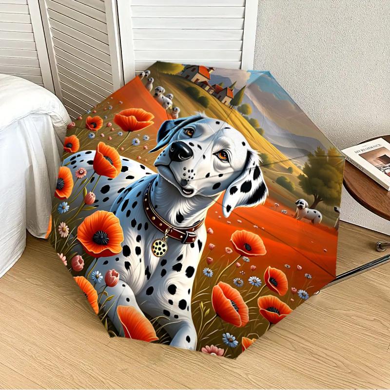 

1PC Point Dog Print Automatic 8-Bone Folding Umbrella - Durable Polyester & Iron Frame,Userfriendly Operation y250929147