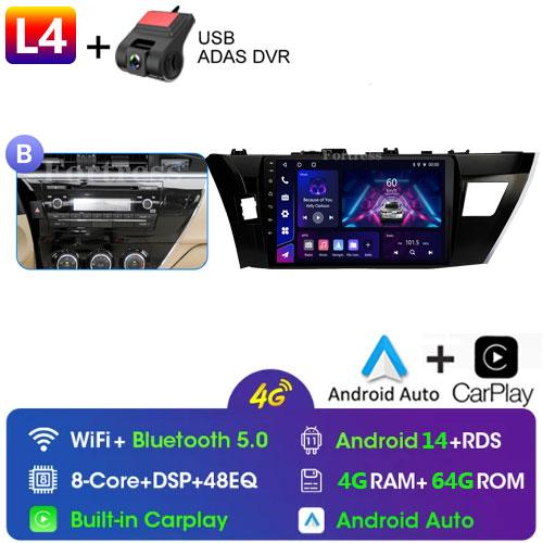 Android 14 2 Din Car Radio for Toyota Corolla Ralink 2014-2016 Multimedia Video Player Navigation MP5 Stereo Carplay Head Unit