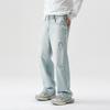 Autumn American High Street Ripped Loose Jeans Men's Trendy Brand Light-colored Straight-leg Pants