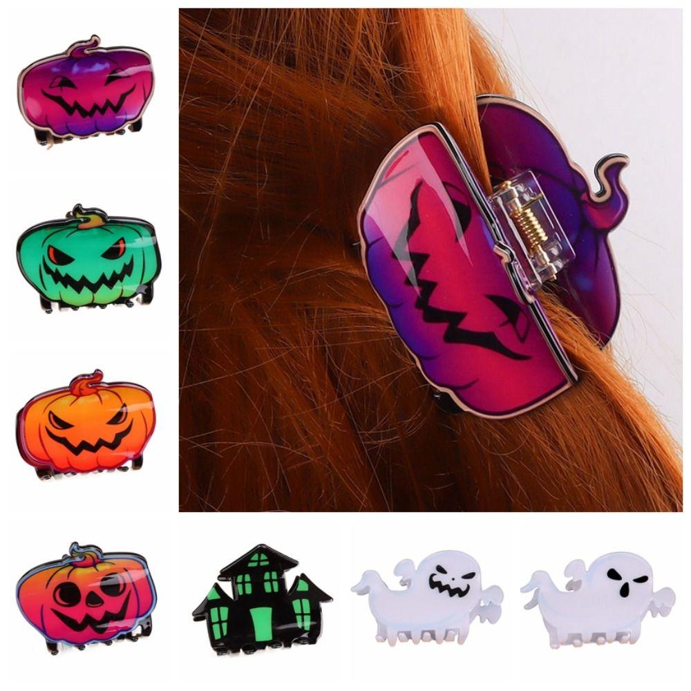 Pumpkin Halloween Claw Clip Colourful Shark Clip Cute Ghost Hair Claw  Festival