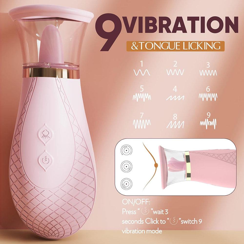 Multi-Frequency Suction Cup Vibrator & Massager - Strong Vibration Breast Pump & Electric Tongue Licker for Women.