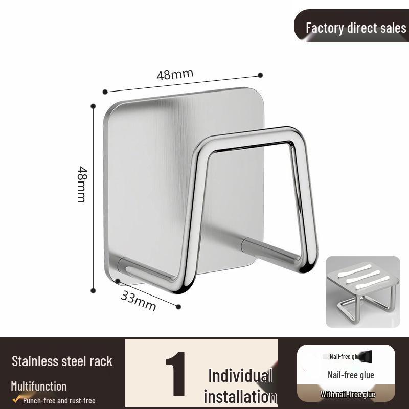 Stainless Steel No-Drill Sink Sponge & Dishcloth Drain Rack