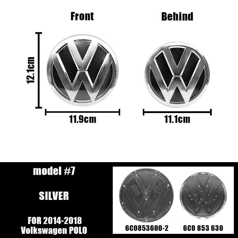 Für VW VOLKSWAGEN Neu 2 Stück VW Frontgrill-Emblem Heckklappen-Emblem Logo Dekoration Für Volkswagen Polo 6 6C 2014-2018 Auto Re