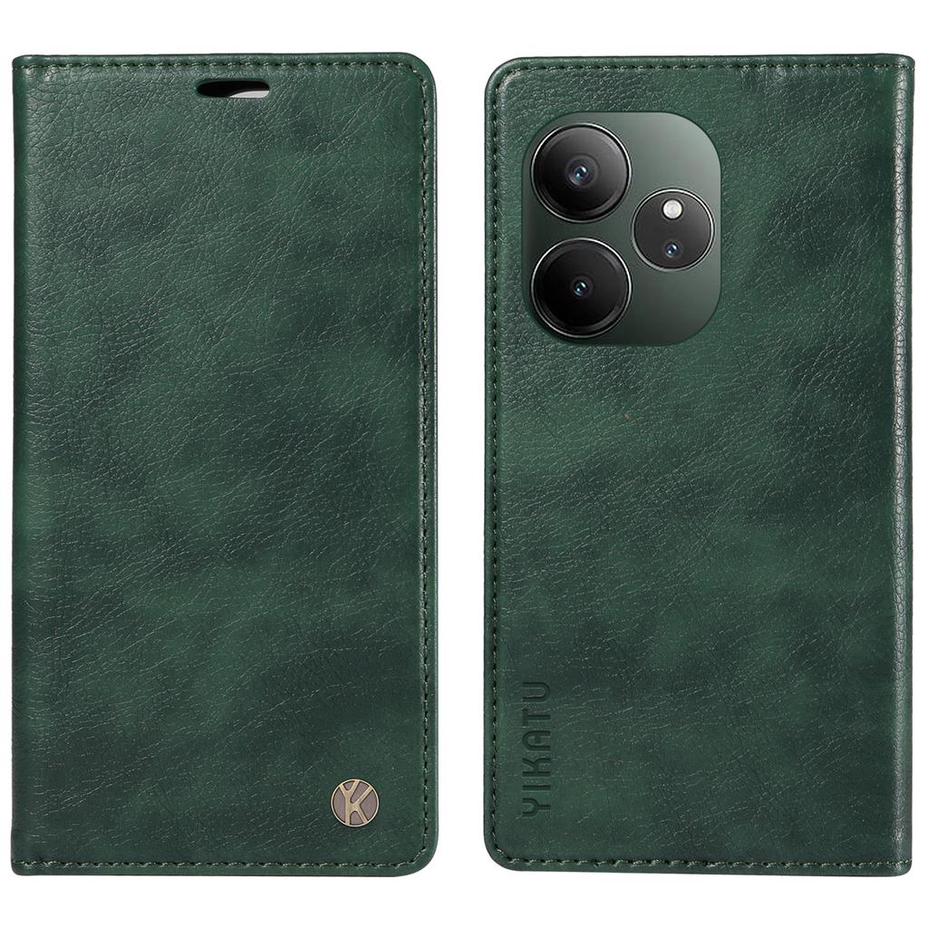 For Realme GT 6 5G Case Card Slots Magnetic Closure Leather Phone Cover Litchi Texture