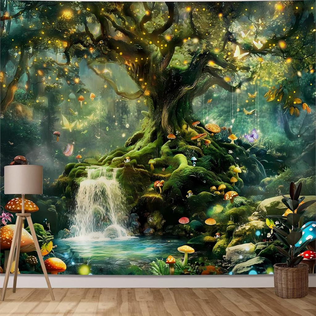 Sun and Moon Tapestry Wall Hanging, Boho Hippie Vintage Celestial Starry Sky Tapestries, Flower and Stars Wall Decor for Bedroom