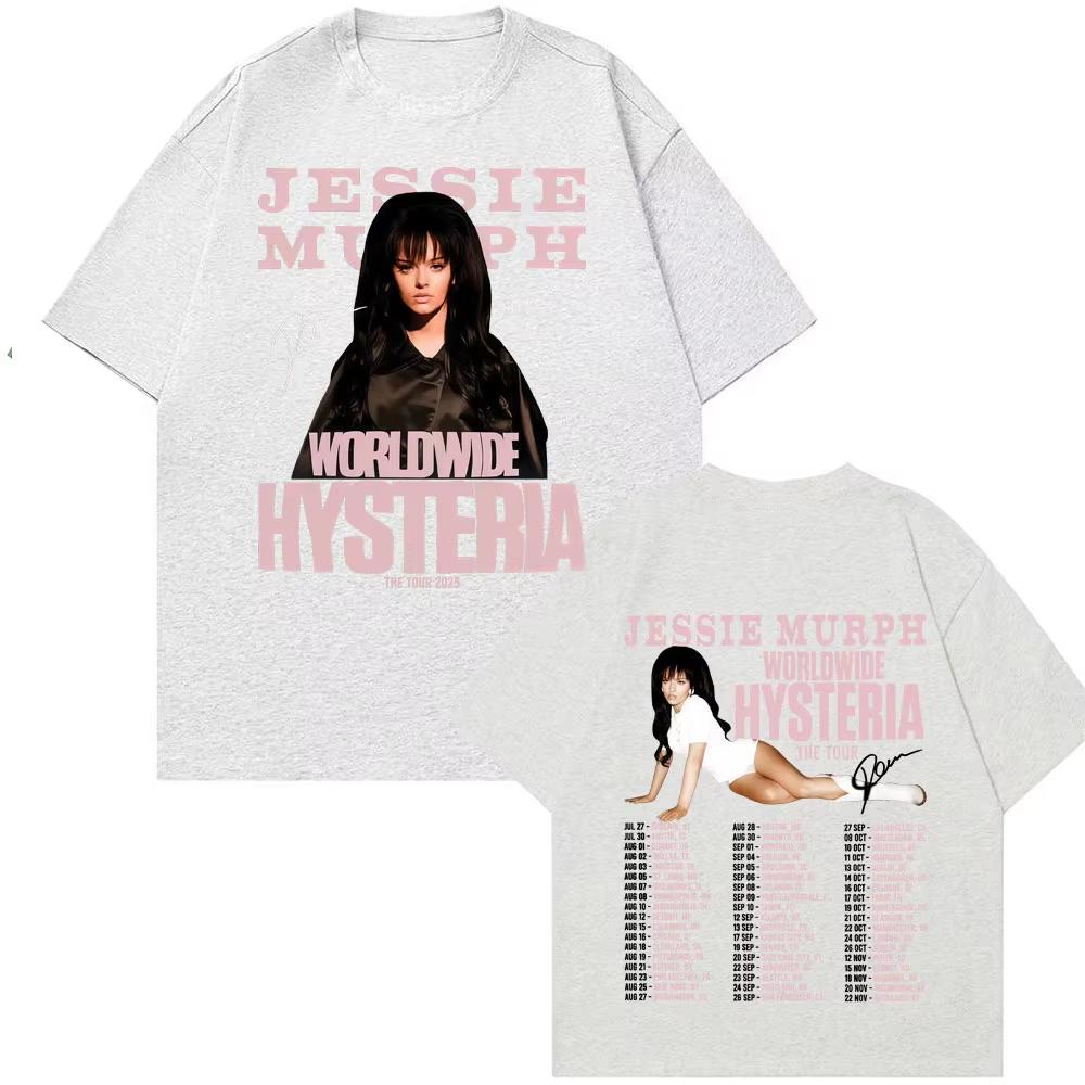 

Jessie Murph Worldwide Hysteria Tour T Shirt 2026 Spring summer Fashion Hip Hop Music Sad Girl Concert Men Casual Cotton Top 4XL