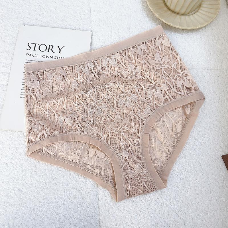 FINETOO 1Pc Summer Sexy Ultra-thin Lace Perspective Panties Women High Waist Lace Floral Underwear Female Breathable Intimates Lingerie