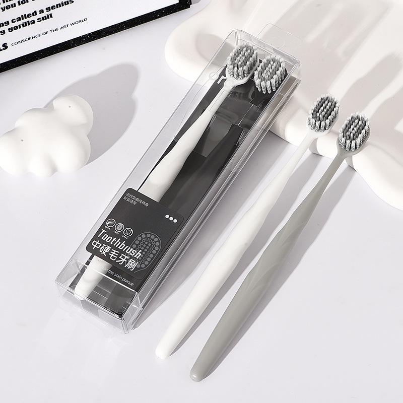 2PCS Random Medium Hard Bristled Adult Home Couple Toothbrush Wide Head Cleaning Toothbrush Man Travel Teeth Oral Care Set