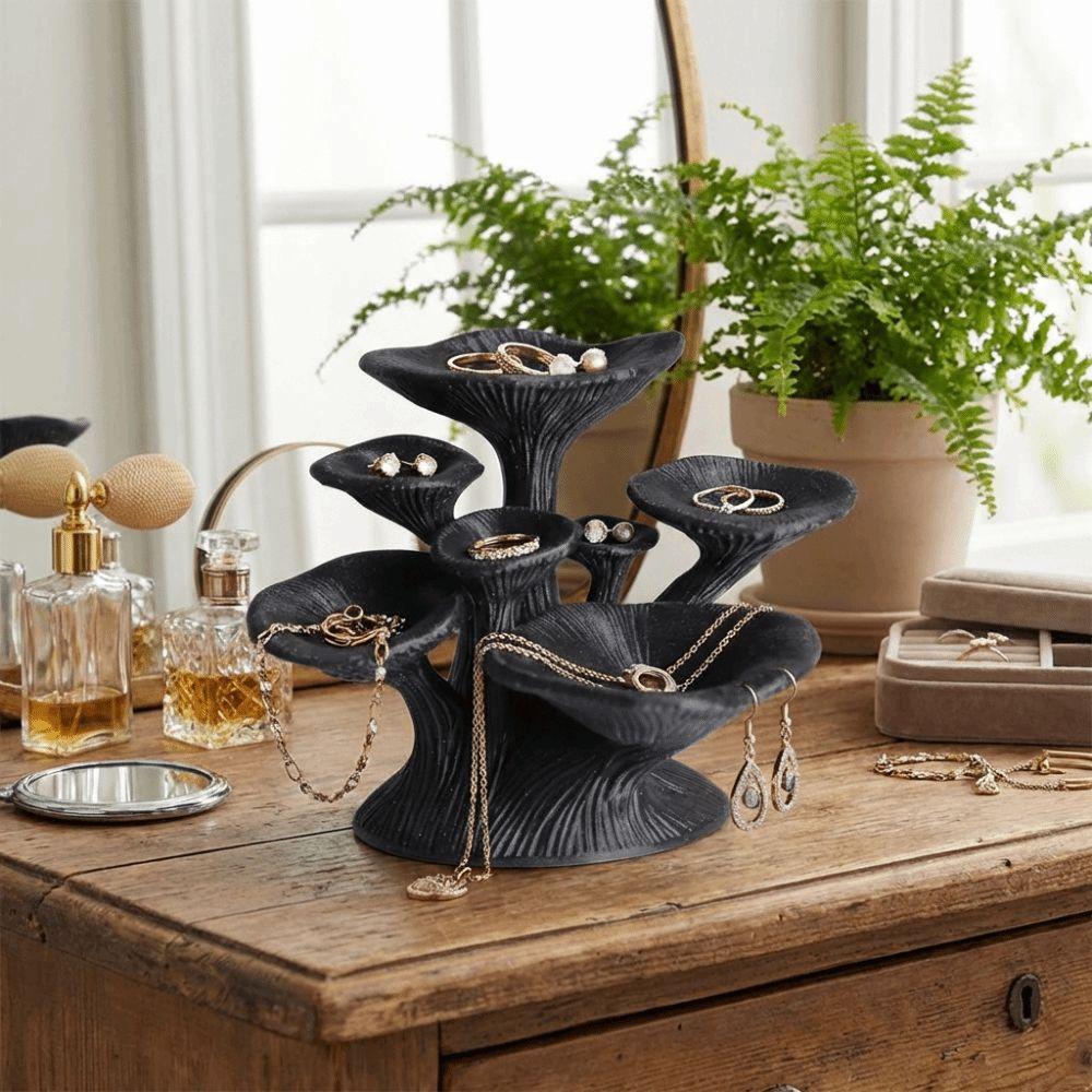Black Glossy Jewelry Storage Tower Multi-Layer Jewelry Organizer Holder  Home Desk