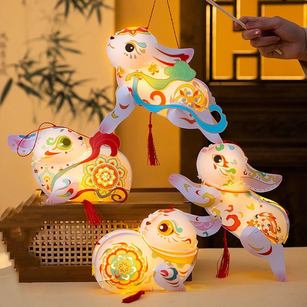 Chinese Style Flying Rabbit Lantern Glowing LED Lantern Toys Handheld Rabbit Lantern  Kindergarten