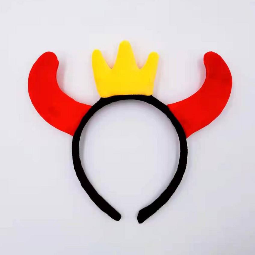 Tiara Chifres de Diabo com Lantejoulas Glitter Dourado para Decoração de Apresentação de Natal e Halloween.