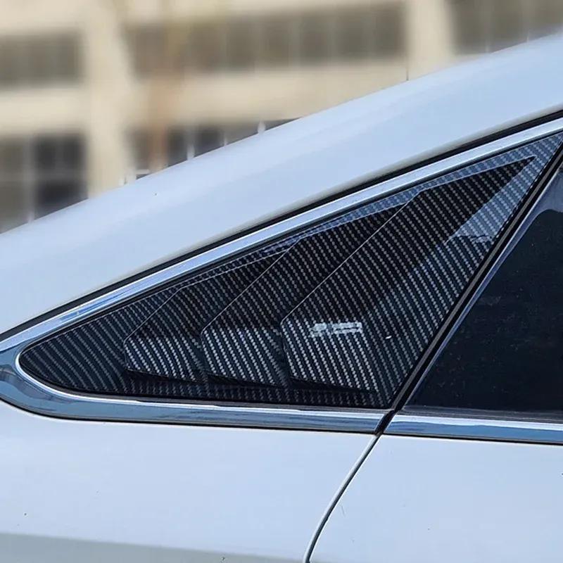 For Hyundai Sonata 9th 2015-Car Rear Louver Window Side Shutter Cover  Trim Sticker Vent Scoop Blind Shades Carbon Fiber ABS