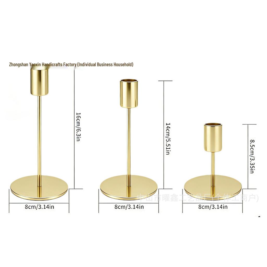 European Style Gold Iron Art Metal Candlestick Ornament