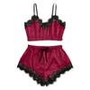 2025 Summer 2 Pcs Women's New Sexy Lace See-Through Pajamas Black Pink Cute Clothes Comfortable Breathable Suspender Shorts Set