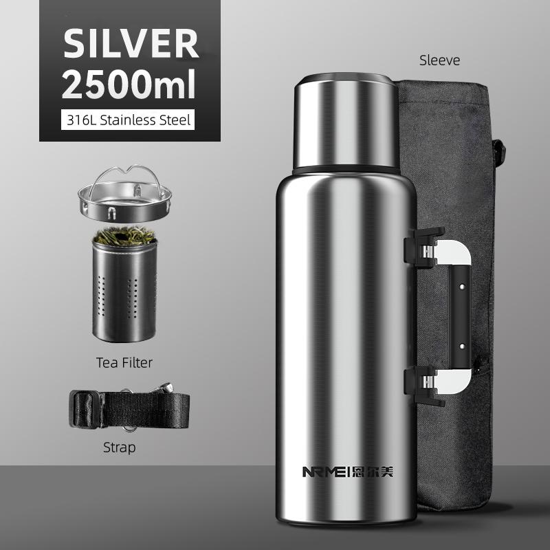 Stainless Steel Water Bottle with Handle, Portable Sports Bottle, Leakproof, BPA Free, Large Capacity, Thermos with Handle