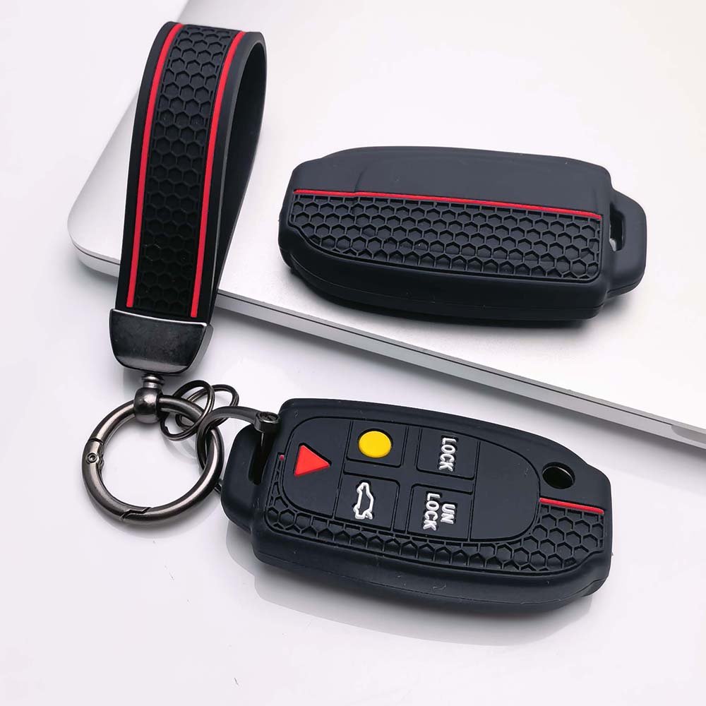 Key Fob Cover for Volvo XC90 XC70 S60 S80 V70 with Keychain Anti-Scratch Guard Shockproof Protection Soft Grip Texture Responsive Button Touch