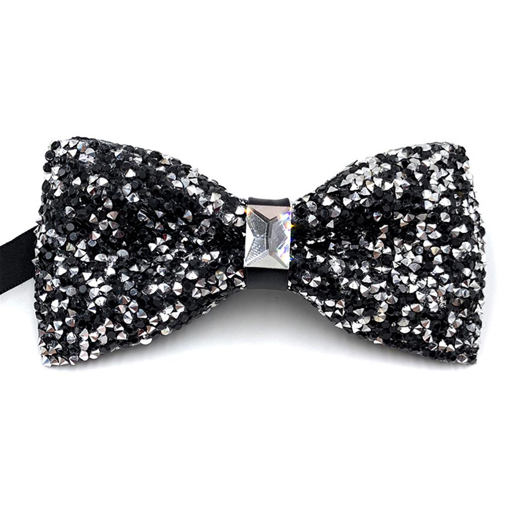 Mens Rhinestones Pre-Tied Bowtie Neckwear for Wedding Banquets Party Neckwear