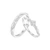 Love's Promise Platinum Gold Couple's Ring: 999 Sterling Silver Plated, Open Design with Entwined Threads and Simple Diamond Accents.