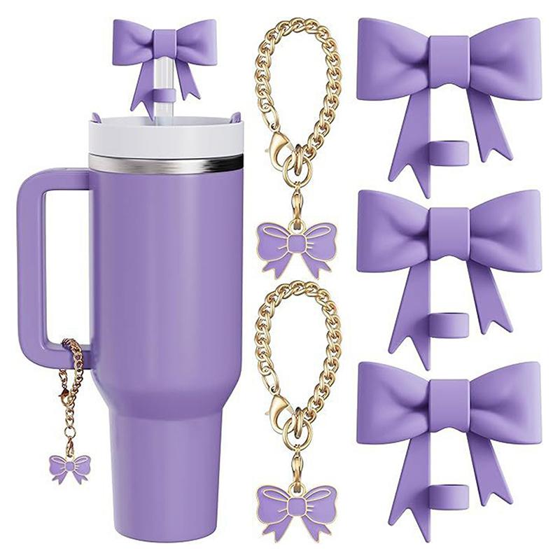 Kompatibel mit Stanley Cup Zubehör - 3 Stück Schleifenkappen, 2 Stück Schleifenanhänger für 30&40 oz Becher mit Henkel