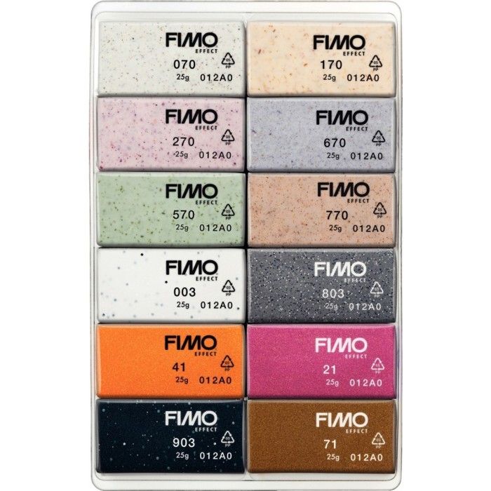 Pâte Polymère - STAEDTLER - FIMO Effect - Pack Boho - 12 Demi-Blocs - 25g