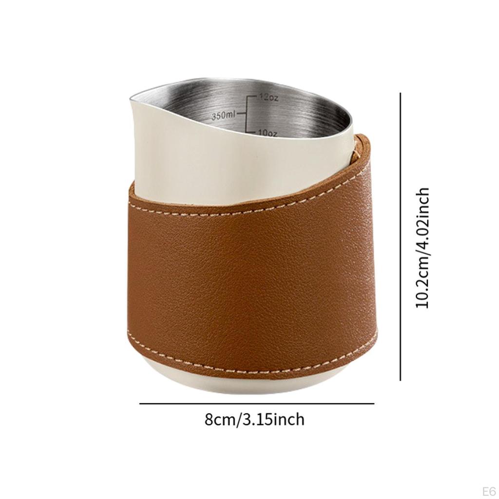 Handleless Milk Frothing Pitcher ,Handleless ,PU Leather Wrapped Espresso Accessories