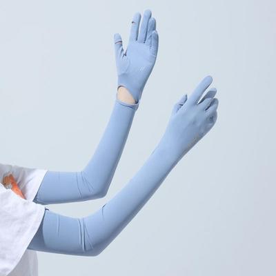 Sun Protection Elastic Long Ice Silk Sleeves Solid Color Anti-UV Sunscreen Arm Covers Thin UV Insulation Cycling Gloves Women
