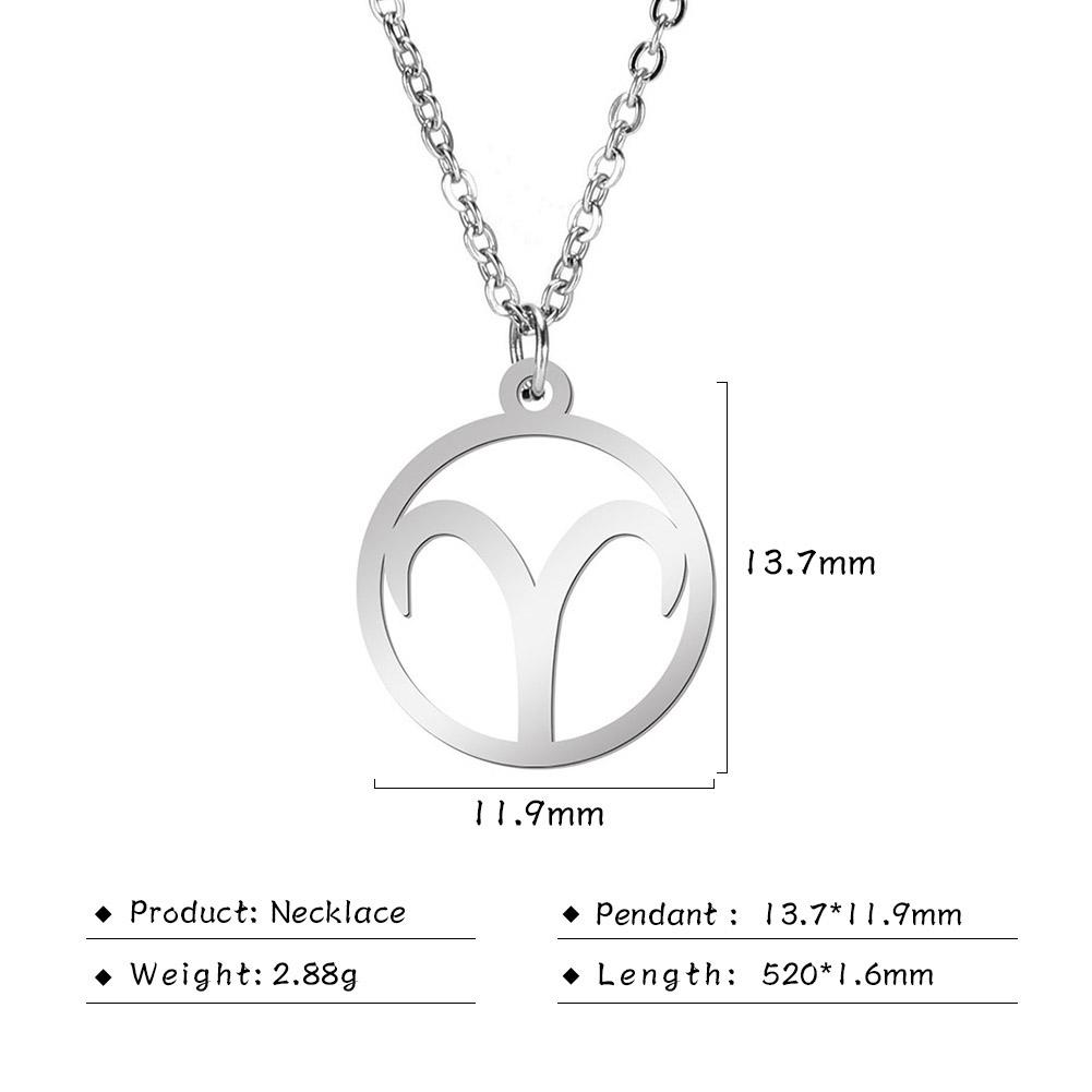 Lemegeton Zodiac Women's Necklace 12 Constellations Stainless Steel Pendant Choke Astrology Aries Leo Ring Jewelry Birthday Gift